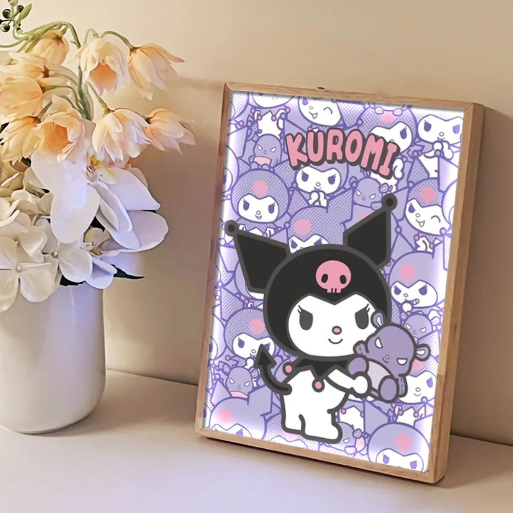 

Kawaii Anime Peripheral Kuromi Cartoon LED The Lamp Painting USB Plug Dimming Home and Home Decoration Friend Festivals Gift