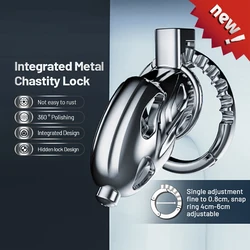 2024 New Upgrade One-Piece Adjustable Snap Ring Metal Chastity Cage Men's CB Cock Cage SM Aluminum Alloy Urethra Lock Device Toy