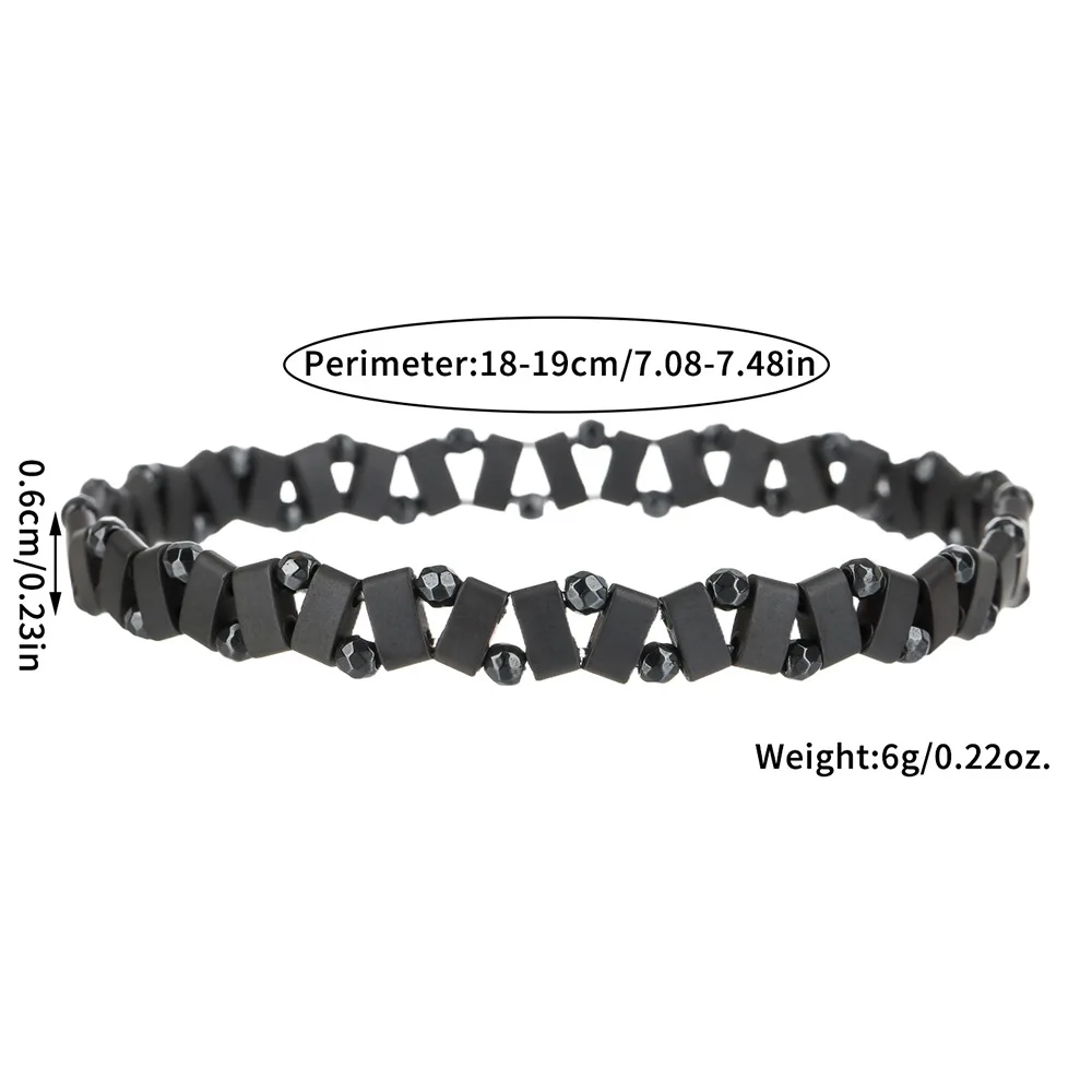 Hip-Hop Elastisches Perlenarmband, Nicht-verblassendes Herrenarmband, Einfaches Schwarzes Gallenstein-Armband, Unregelmäßiges Armband, Einfacher Partyschmuck-Zubehör – Detail 6