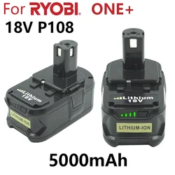 P108 18V Battery 5Ah 90Wh Lithium ion 18 Volt Batteries Replacement for Ryobi One + Plus 18V Cordless Tools P108 P107 P105 P104