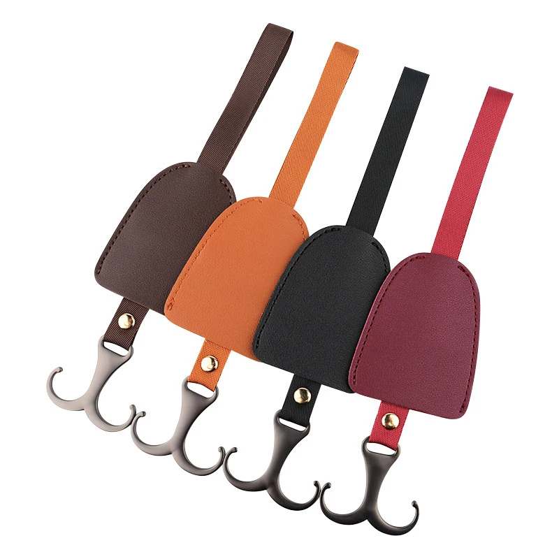 Car Rear Seat Hook PU Leather Hanging Holder Small Hook Backrest Organizer Auto Interior Accessory