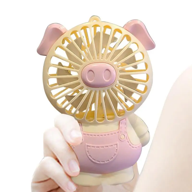 

Mini Fan Portable Mini Cute Pig Personal Fan With Rechargeable Battery And Lights Cartoon Portable Fan With 2 Speed Level For