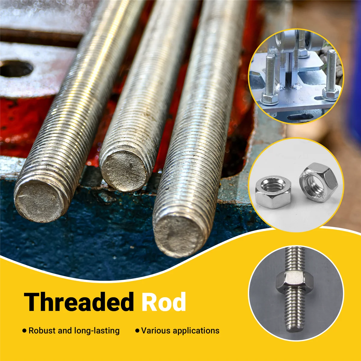 NEW 320mm x M8 Stainless Steel Thread Bar Stock Rod Silver Tone