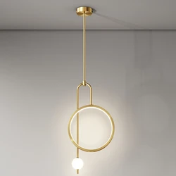 LED Ring Pendant Light for Bedroom Bedside Living Room Entrance Ceiling Hanging Lamp Decoration Lighting Bathroom Modern Lights