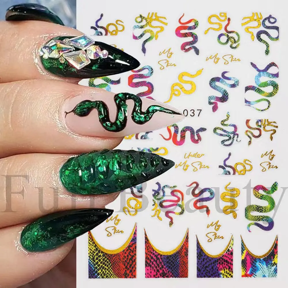 2025 New Year New color Abstract serpentine Stickers Decals  Anime Sliders Charm Manicure Nail Art Decoration