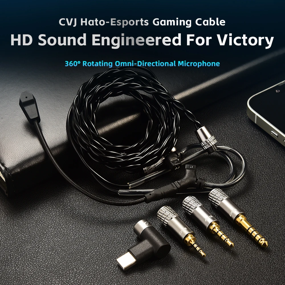 CVJ Hato Detachable Boom Microphone Earphone Cable for IEM Audio Pickup Gaming  Esports Livestreaming With mic For TRN KZ