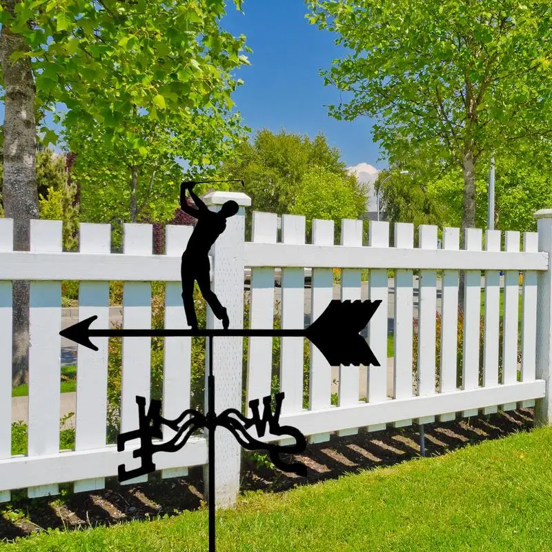 Weather Vanes for Yard Weather-Resistant Wind Vane Golf Design Direction Indicator Metal Spinner Rust-Proof Roof Mount for Porch