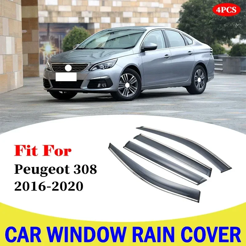 

For Peugeot 308 2016-2020 Window Visor Car Rain Shield Deflectors Awning Trim Cover Exterior Car-Styling Accessories Parts