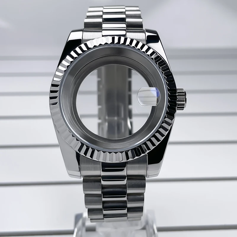 39 مللي متر NH35 حافظة DJ الحافة الفولاذ المقاوم للصدأ الرئيس سوار الياقوت الزجاج ل Seik Mod أجزاء صالح NH35 NH36 ساعة يد تعمل بالحركة