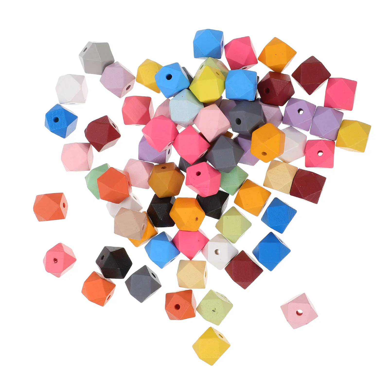 

70pcs Wooden Bracelet DIY Colorful Octagonal Geometric Craft 16mm Smooth Craft Making Octagonal Beads Beads Premium