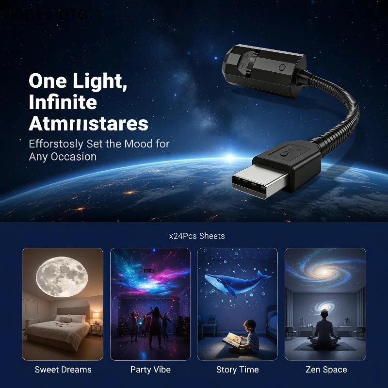 Rotatable Galaxy Star Projector Portable USB LED Night Light Romantic Sleep Atmosphere Lamp Home Wedding Party Decor