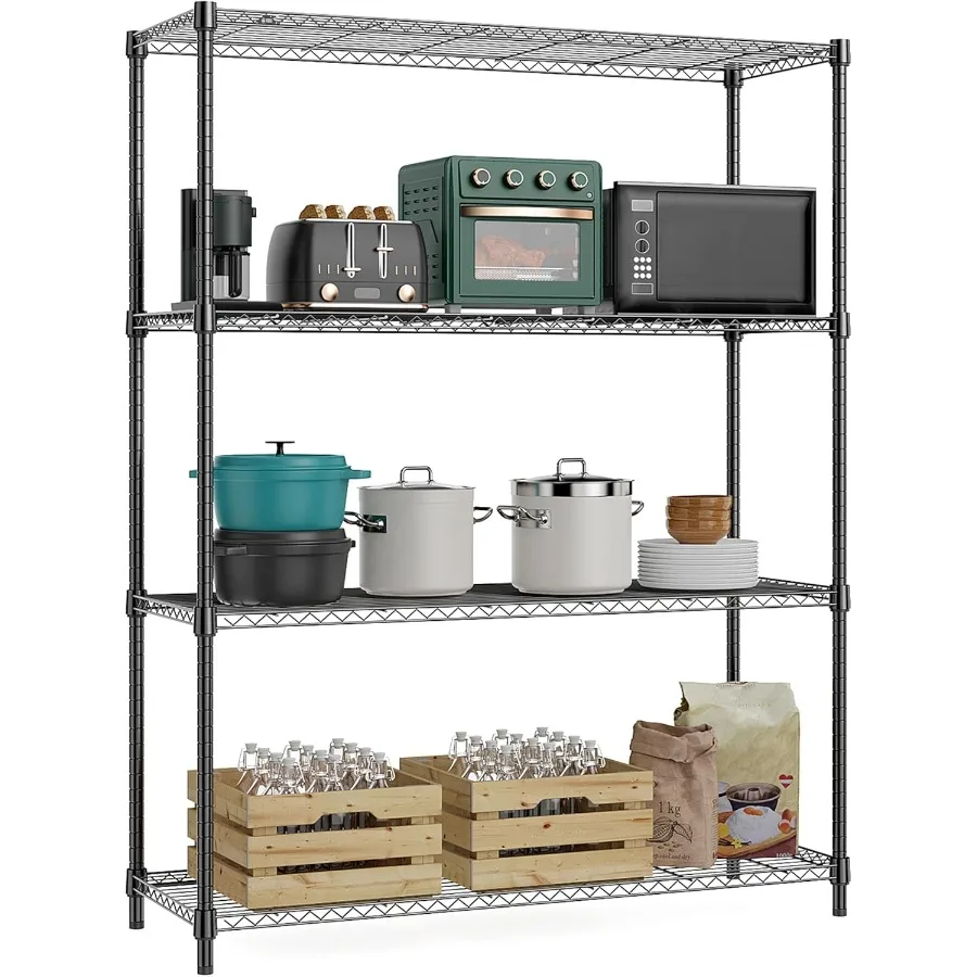 

1400 lbs 4 Tier Storage Rack Metal Wire Shelving Unit Storage Standing Household Shelf Organizer for Kitchen Pantry Closet Gara