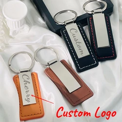 10pcs Wholesale Metal Stainless Steel Car Moto Keychain Keyring Custom Name Laser Engraving Logo Key Chain Ring High-end Gift