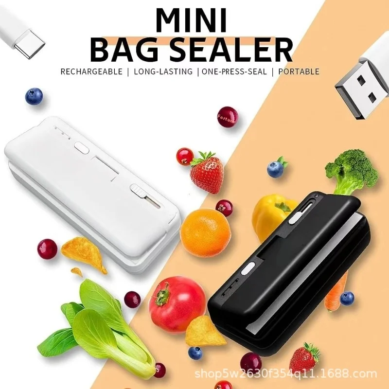 Mini Plastic Bag Sealer Heat Bag Sealing Machine Food Packaging Plastic Bags Sealer Clip Bag Handheld Rechargeable Heat Sealer