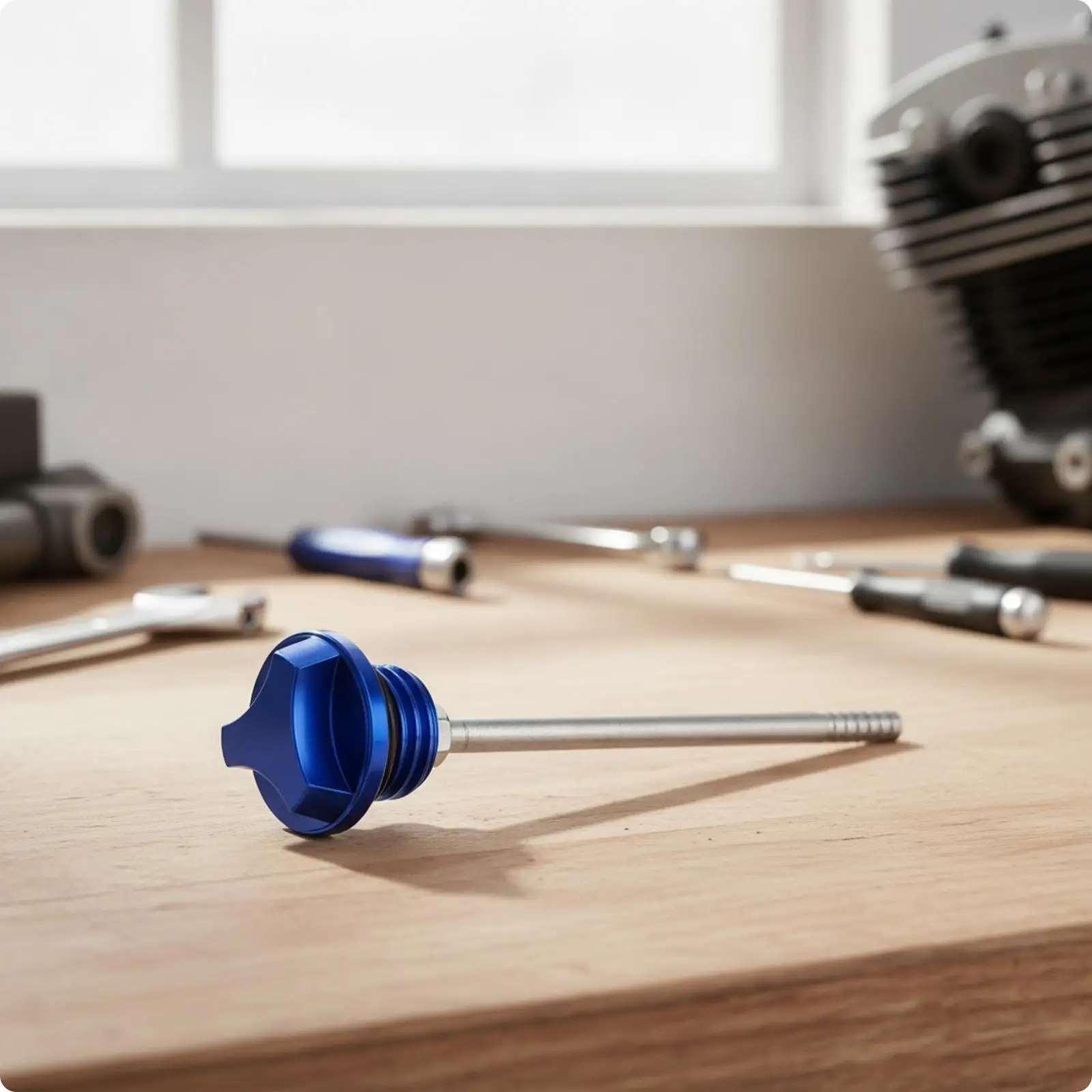 Motorcycle Engine Oil Dipstick Aluminum Alloy with Cylindrical Shaft for Fast Oil Check Tool