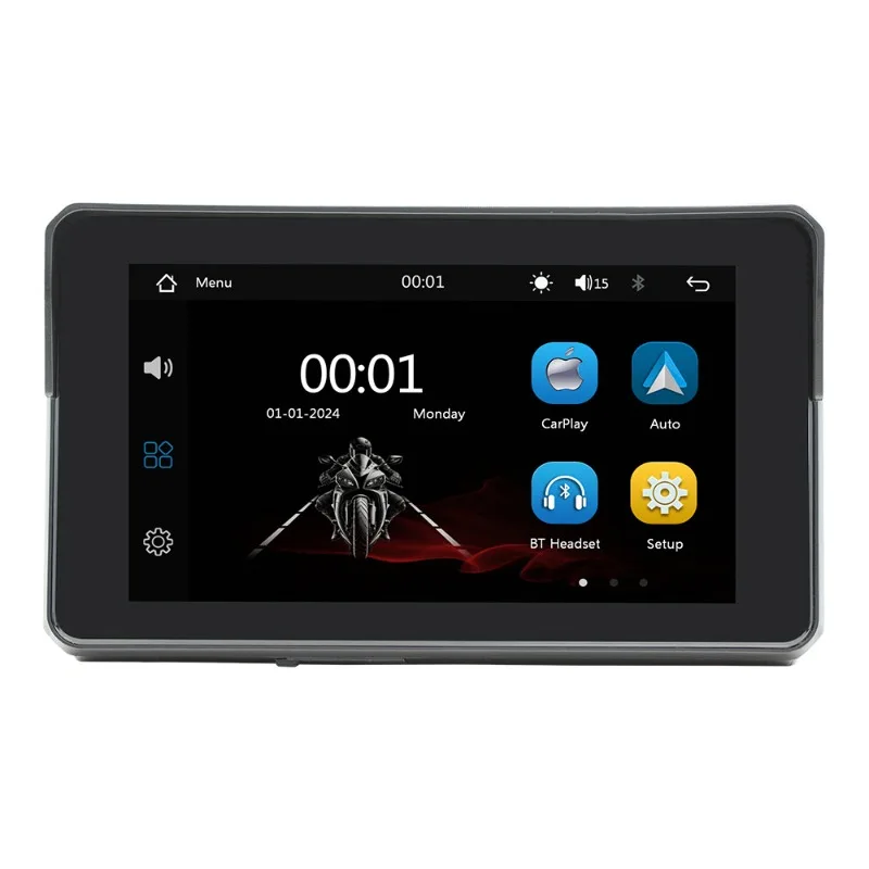 Leitor MP5 portátil transfronteiriço para motocicleta de 5 polegadas, navegação de carro sem fio Bluetooth dupla à prova d'água