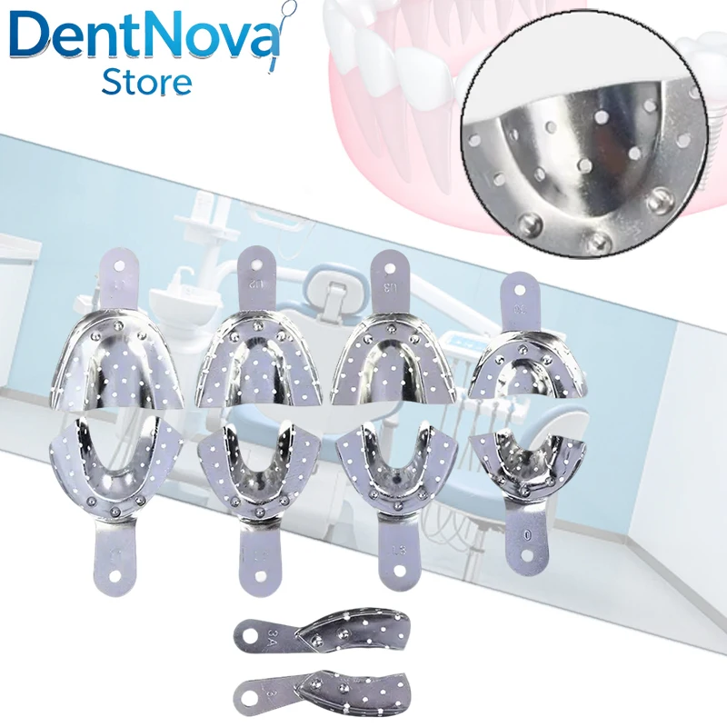 

Dental Impression Trays Autoclavable Dental Lab 6Pcs Upper Lower Round Edge Tray for Impression Material