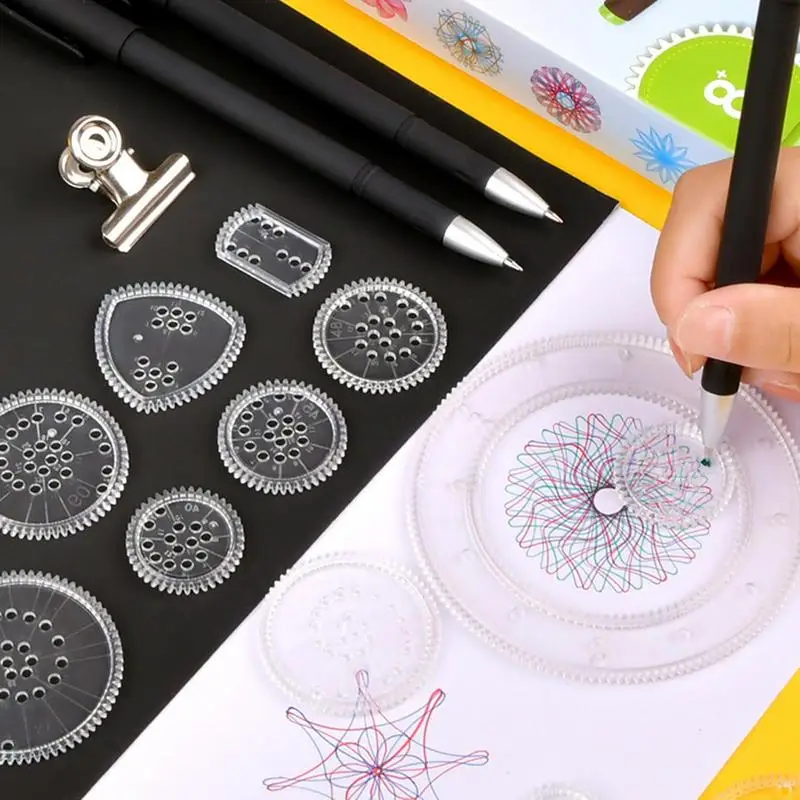 Spiral Graph Art Kit Clear Circle Ruler For Drawing DIY Arts And Crafts Supplies To Make Cards Bookmarks Holiday Decorations