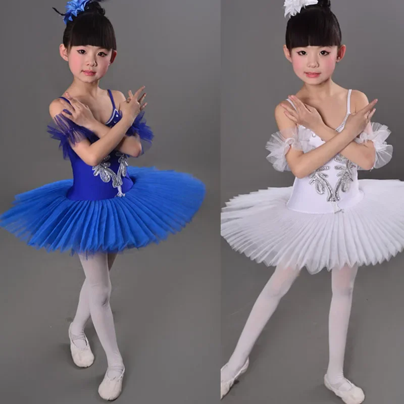 White Children's Ballet Tutu dance Dress costumes Swan Lake Ballet Costumes Kids Girls Stage wear Ballroom dancing Dress Outfits