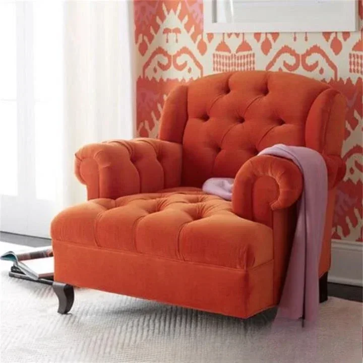 American fabric buckle soft bag two or three sofas custom furniture living room leisure, high back single sofa chair
