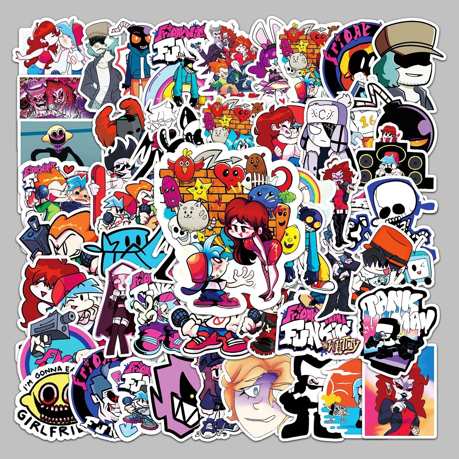 50Pcs Friday Night Funkin Creative Waterproof Graffiti Stickers for Luggage Skateboard Laptop Tablet Cartoon Decorative Stickers