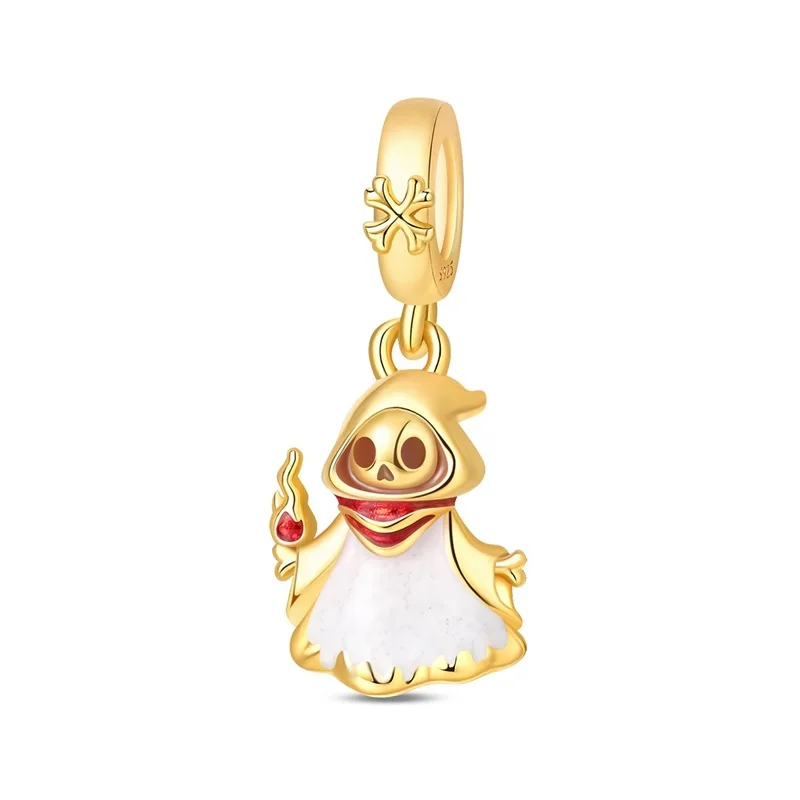 New 925 Sterling Silver Golden Magic Ghost Fire Charms Pendant Fit 3mm Original Bracelet DIY Women Exquisite Party Jewelry Gifts