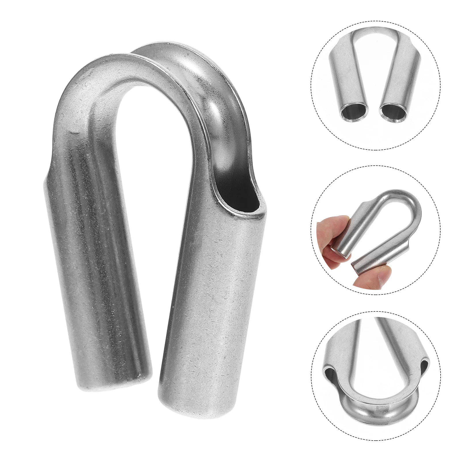 2pcs Stainless Steel Rope Tube Thimble with Gusset Wire Rope Collar Wire Cable Clamp Ring Triangular Protection Ring