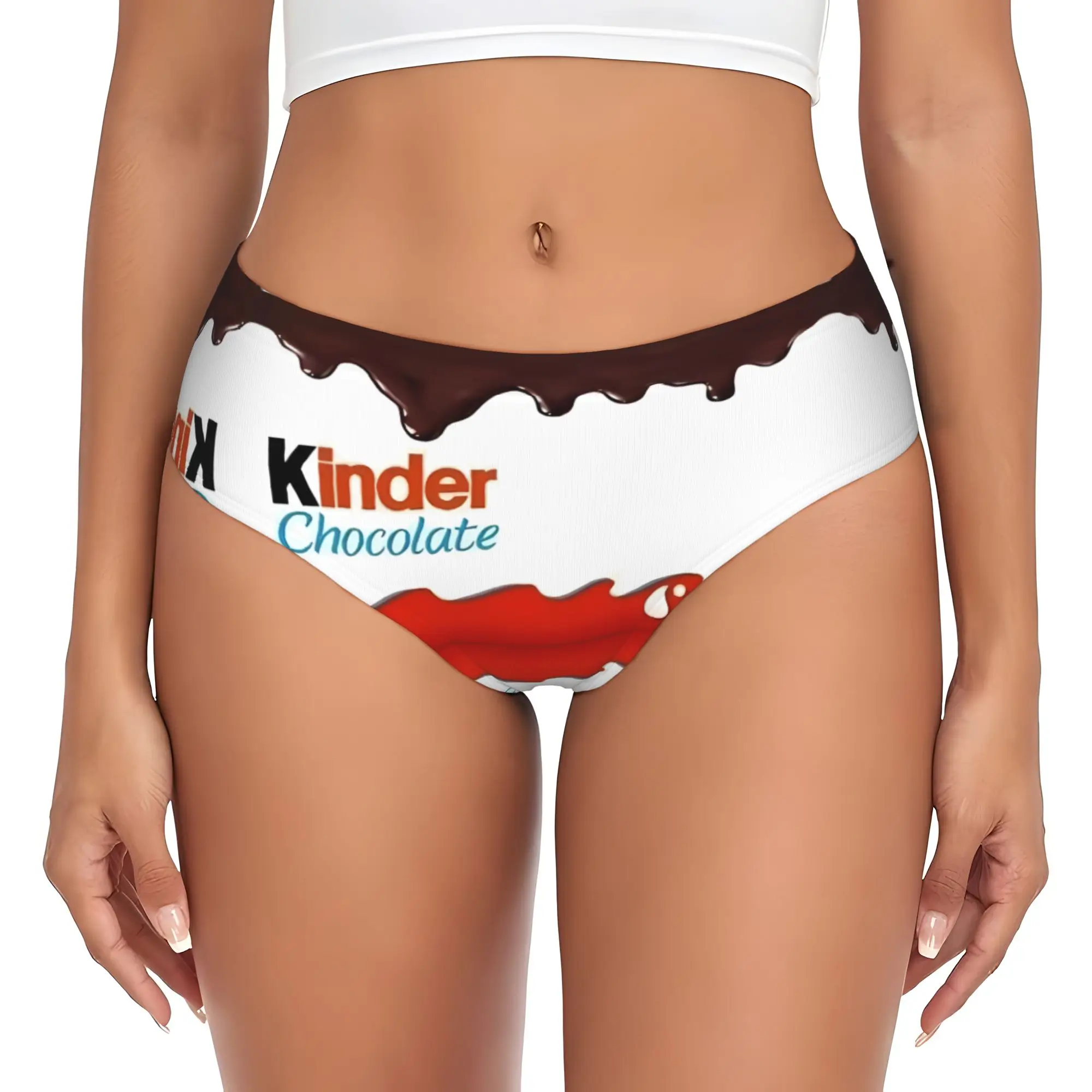 Calcinhas Femininas Elásticas Personalizadas com Tema de Surpresas de Chocolate Kinder e Tema de Guloseimas