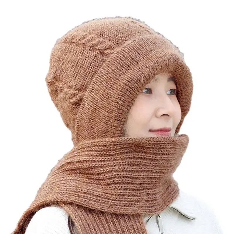 

Winter Hooded Scarf Neck Ear Protective Scarf Hat With Integration Beanies Scarves For Cold Weather For Traveling Hiking Camping