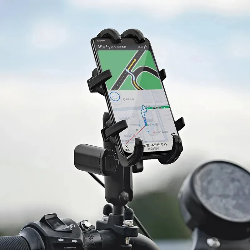 Uchwyt na telefon motocyklowy USB podstawka ładująca 3.0 szybka ładowarka GPS Moto kierownica uchwyt do mocowania lusterka wstecznego do telefonów komórkowych