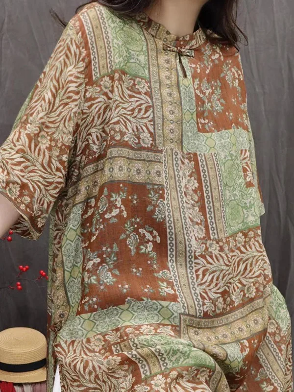 เสื้อผ้าสไตล์จีนโบราณ ลายพิมพ์ผ้าลินิน น้ำหนักเบา ความยาวปานกลาง สำหรับผู้หญิง ฤดูร้อน รุ่นใหม่ล่าสุด ทรงหลวม สวมใส่สบาย เหมาะสำหรับเดินทางไปทำงาน...