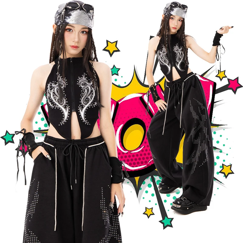 New Children'S Street Wear Kids Cool Hip Hop Clothing Girls Group Jazz Dance Costume K-pop Outfits Stage Rave Wear XS11580