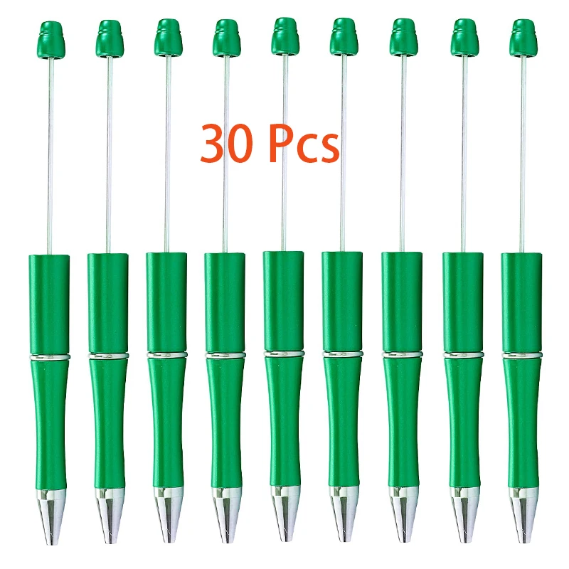 30 ชิ้นคริสต์มาส Beadable ปากกาลูกปัดปากกา DIY ลูกปัดพลาสติกปากกา Xmas Tree ลูกปัดปากกาสําหรับโรงเรียนสํานักงานของขวัญ Craft Party Supplies