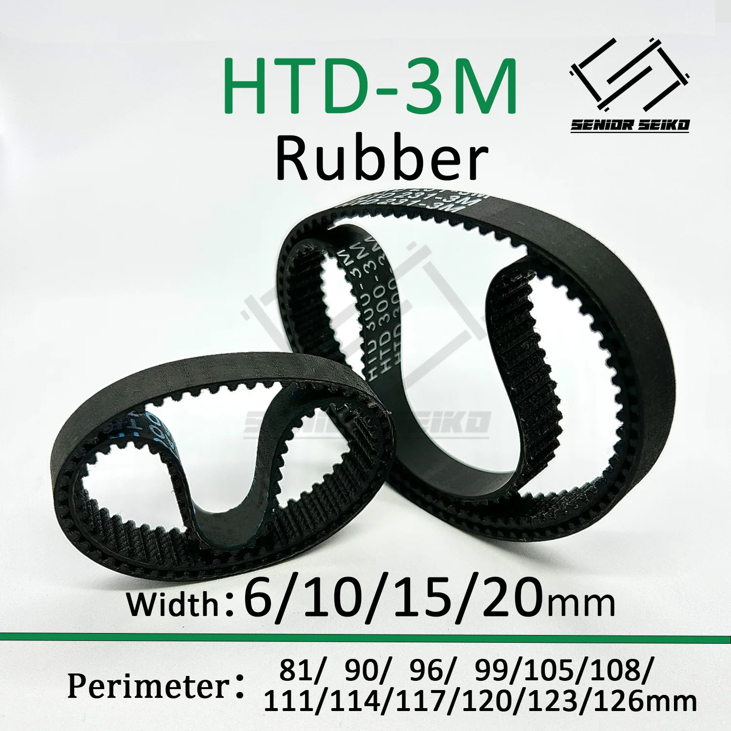 

3M HTD Timing Belt Length 129/132/135/138/141/144/147/150/153/156/159/162mm Width 6/10/15/20mm HTD3M Closed Synchronous Belts