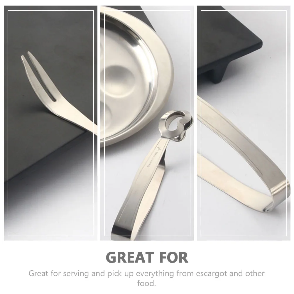 

4 Pcs Snail Cutlery Serving Tongs Utensils Stainless Steel Seafood Fork Escargot