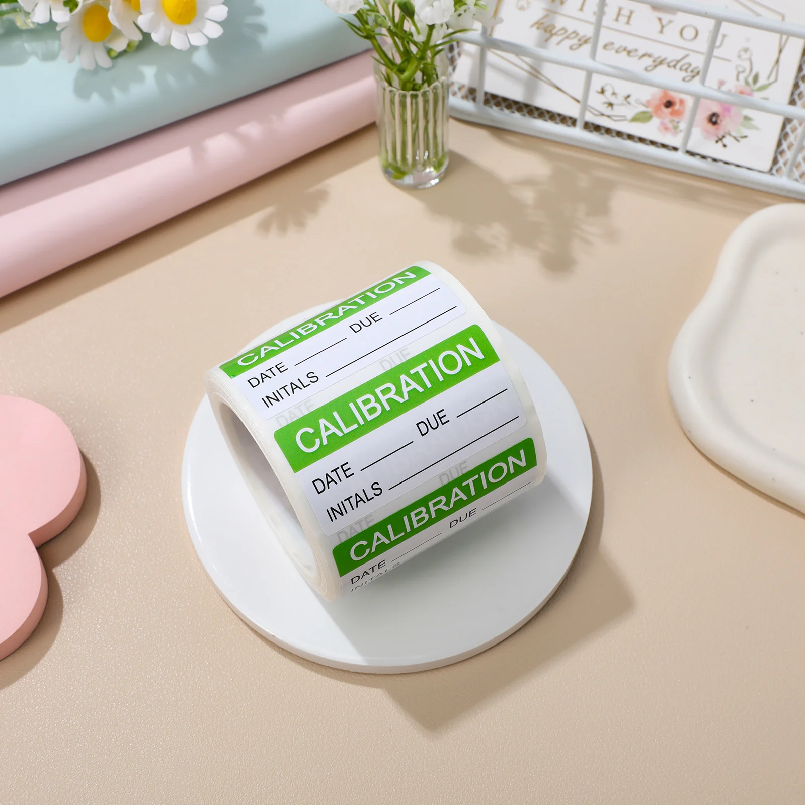 

Self Adhesive Calibration Labels Roll Write On Writable Green Stickers For Quality Control Smooth Surface File Marking