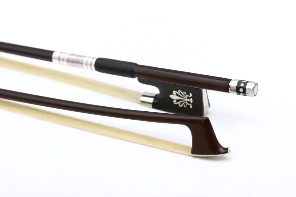 

4/4 Full Size Violin Bow Brazilwood Ebony Frog Bows Hair Peacock Flower Inlay Colorful Silk Handle Upright Violin Parts