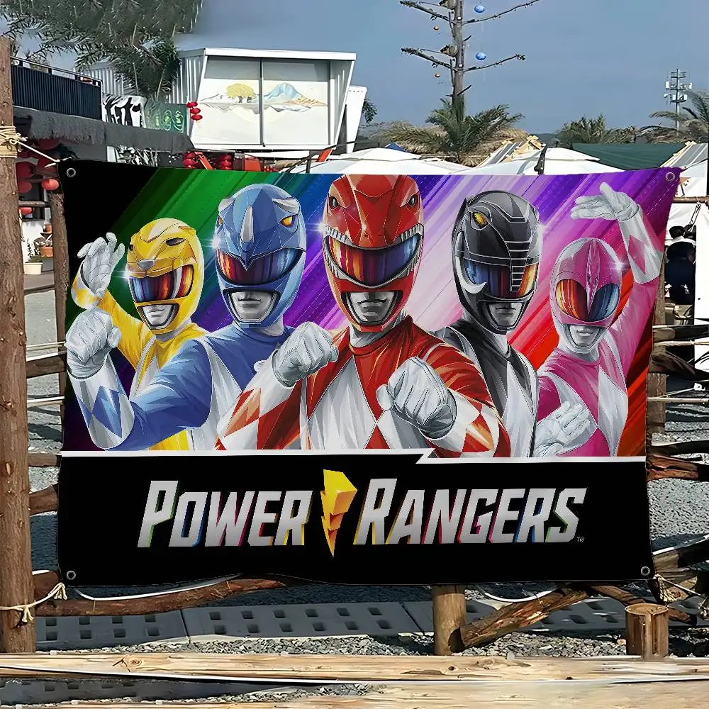 M-Mighty M-Morphin Power Rangers Retro Flags Multiple Choice Living Studio Booth Interior Decoration Banner