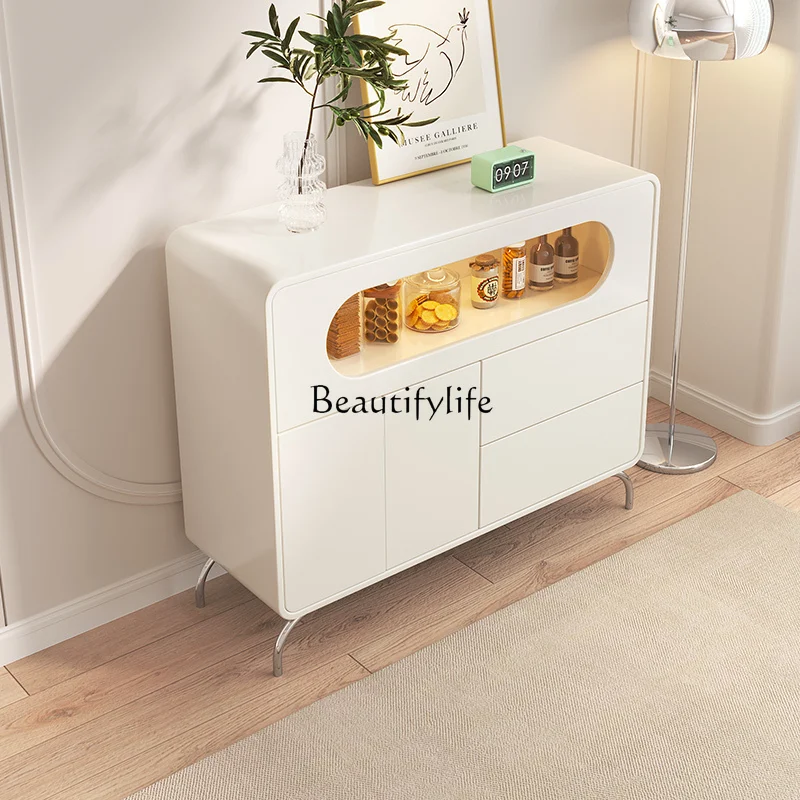 

Household Large Capacity Kitchen Cabinet Cream Style White Storage Locker
