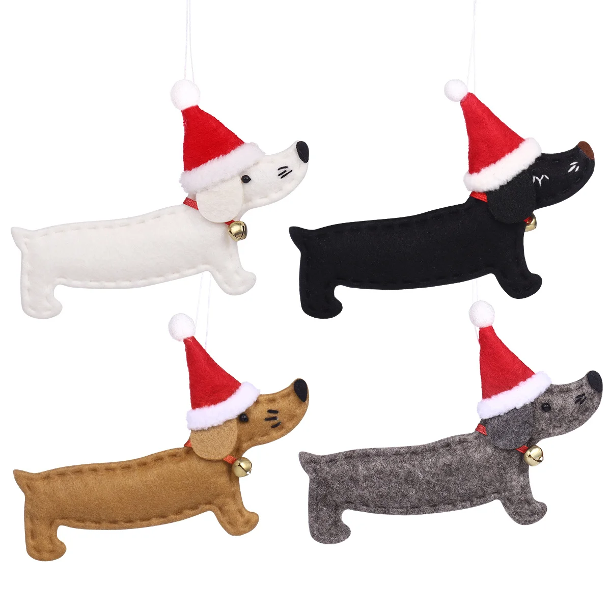 

4Pcs Dachshund Christmas Tree Pendant Creative Hanging Ornament for Home Wall Door Festive Decor Christmas Tree Pendant