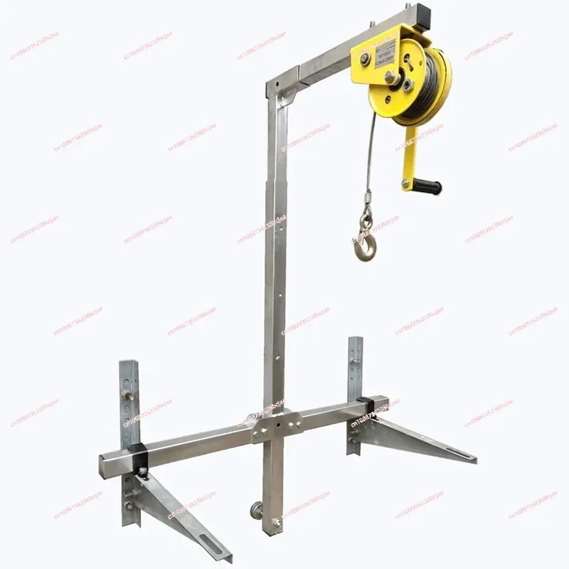 Portable Galvanized Air Conditioner Outside Installation Lifting Tool Folding Self-locking Manual Winch Assembly Installation To