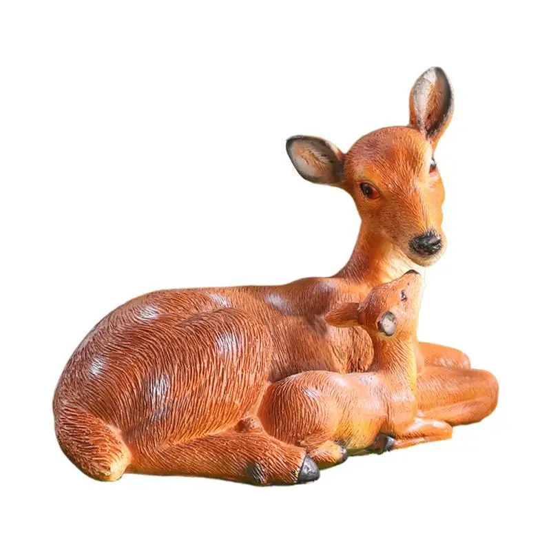צבי חוצות פסלים קטנים שרף קטן doe ו fawes צלמיות חיצונית פסלים בעלי חיים מודל אמנות חידוש דקורטיבי קישוטי