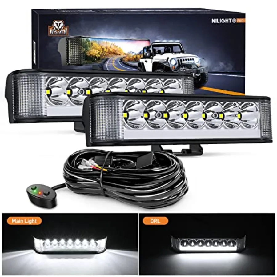 

Side Shooter LED Pods with DRL 2089LM Flood Combo Light Bar w/ 16AWG Wiring Kit for Fog Driving Auxiliary Lamp on Truck ATV UTV
