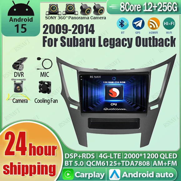 Android 15 Carplay Car Radio Multimedia Player For Subaru Outback 4 BR Legacy 5 2009 - 2014 Auto Autoradio Stereo 2din Head Unit