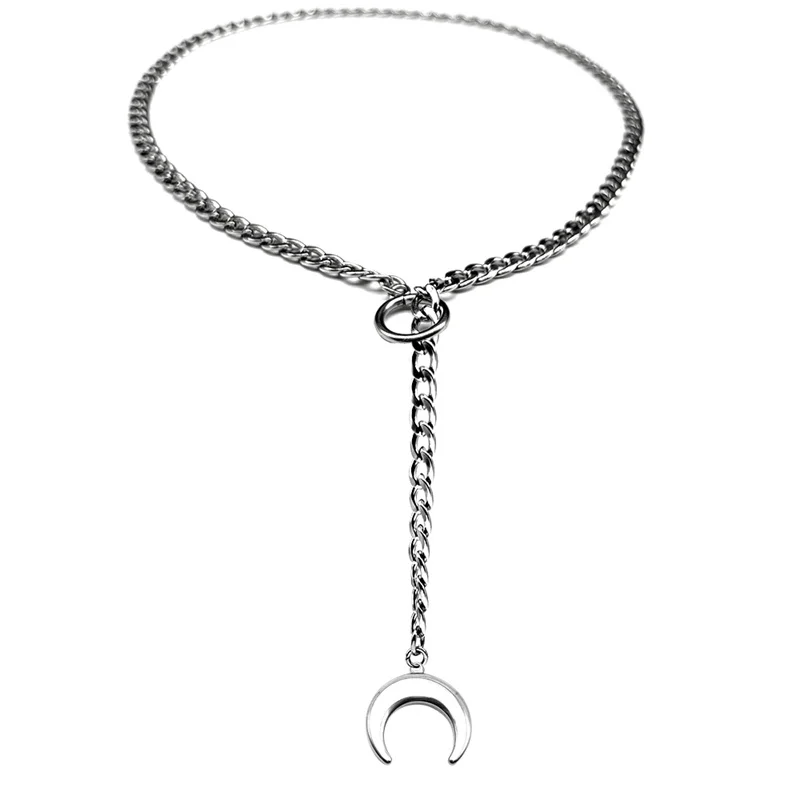 Herz Stern O-ring Lange Kette Für Frauen Männer Punk Rock Halskette Edelstahl Kubanischen Halsketten Einfache Einstellbare Y-halskette – Detail 6