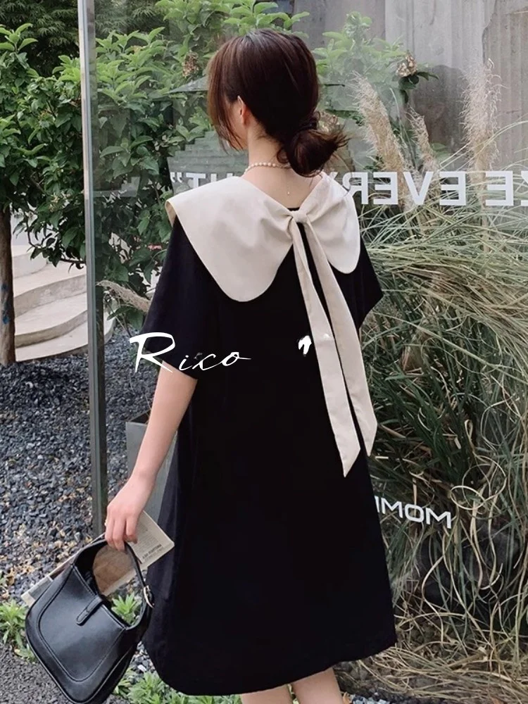 Rixo Dore Summer New Elegant Doll Collar Dress Gentle Sweet Design Loose Long Skirt French Style High Waist A-Line Fairy Skirt
