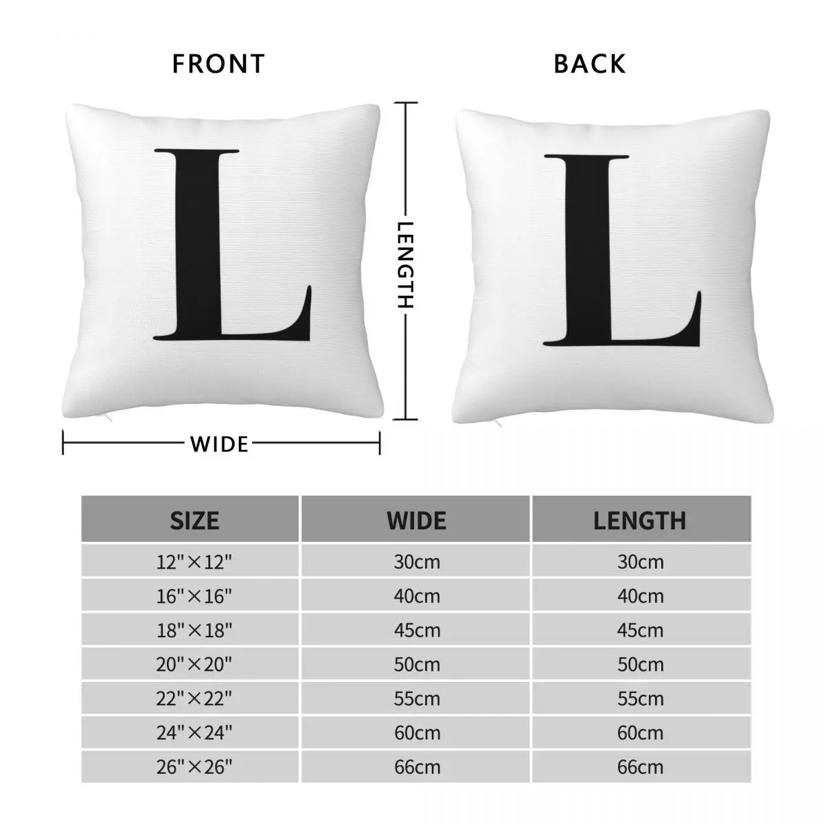 Letter L Monogram Initial Square Pillowcase Polyester Linen Velvet Printed Zip Decor Throw Pillow Case Bed Cushion Cover