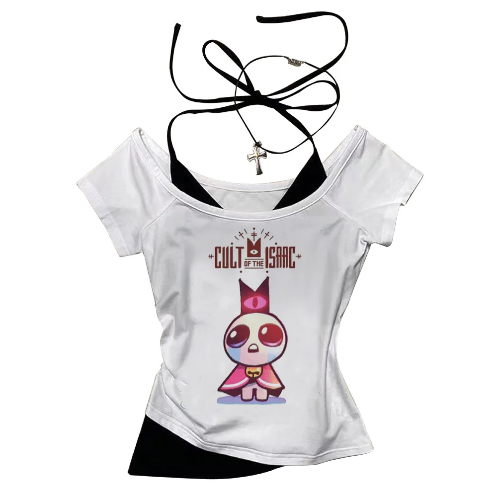 the Binding of Isaac crop top Streetwear coquette cute summer vintage  corset 2000s cropped woman t-shirt
