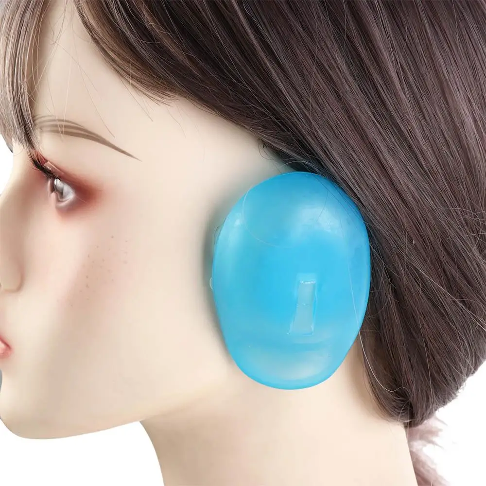 

2pcs Waterproof Silicone Ear Cover Blue Reusable Hairdressing Ear Cover Bath Perm Earmuffs Salon Ear Shield