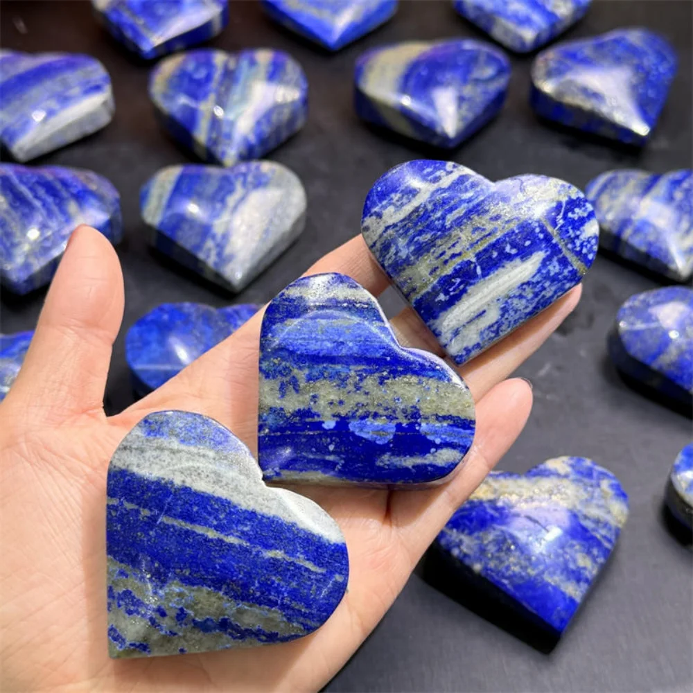 Lapis Lazuli Heart Shaped Polished Crystal Natural Healing Stone Reiki Meditation Mineral Stone Chakra Balancing for Home Decor